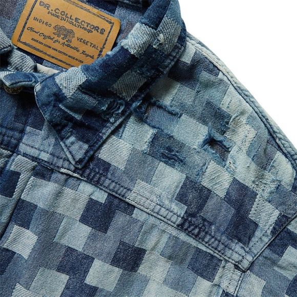 New Dr. Collectors 2020 Jacquard Denim Patched Jacket Size XL Y2K - Picture 4 of 9